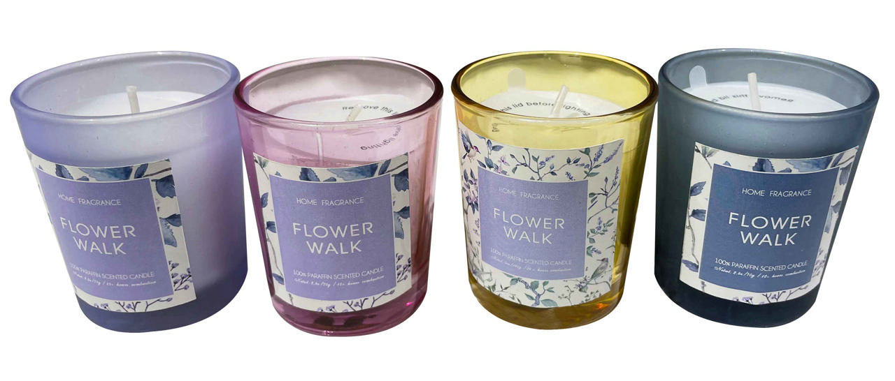 SCENTED CANDLE IN GLASS 75G - ASSORTED COLOURS
