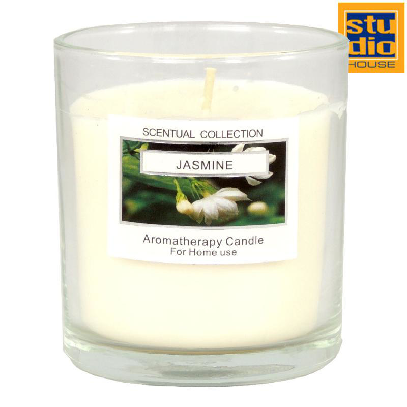 WIN GLASS CANDLE WHITE 8X9CM (JASMINE)