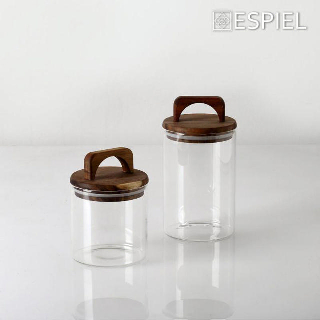 ESPIEL GLASS JAR BAMBOO 550ML