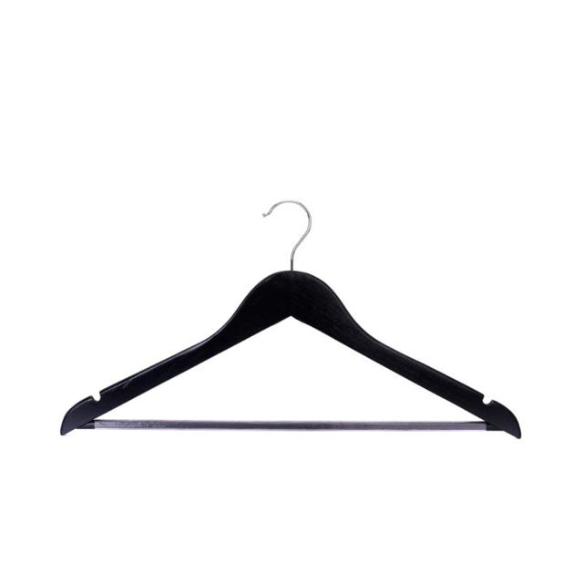 WOODEN CLOTH HANGERS PVC 3 PIECES - BLACK