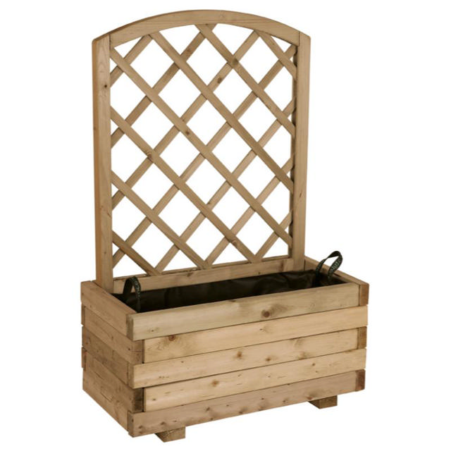 FOREST STYLE WOOD POT WITH TRELLIS CAJOU 35MM-X80X120X40CM