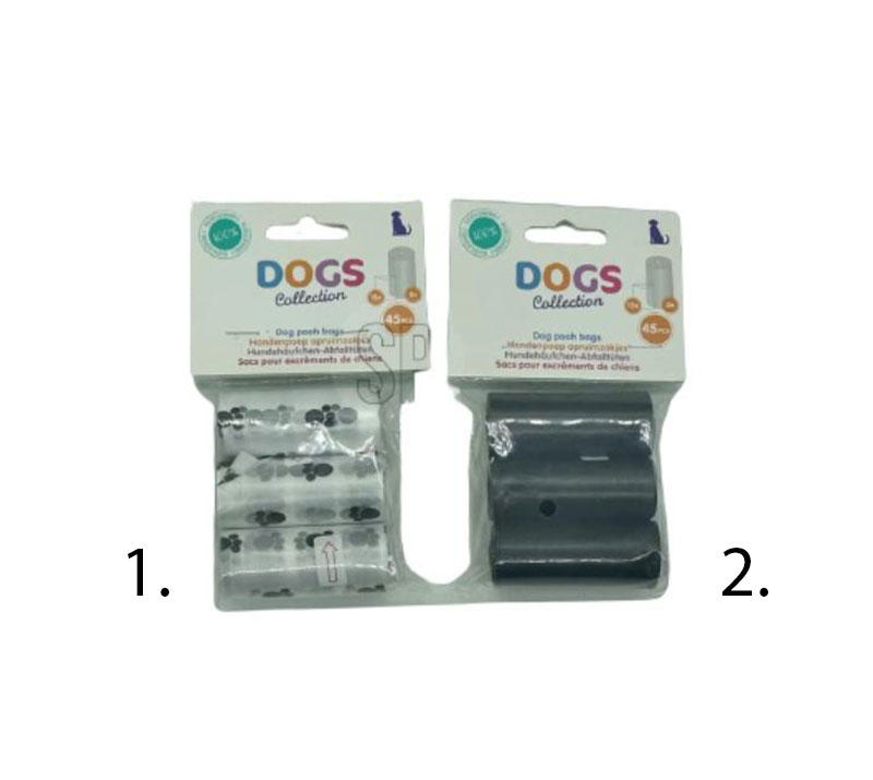 DOG POOP BAGS 3X15PCS - 2 ASSORTED COLORS