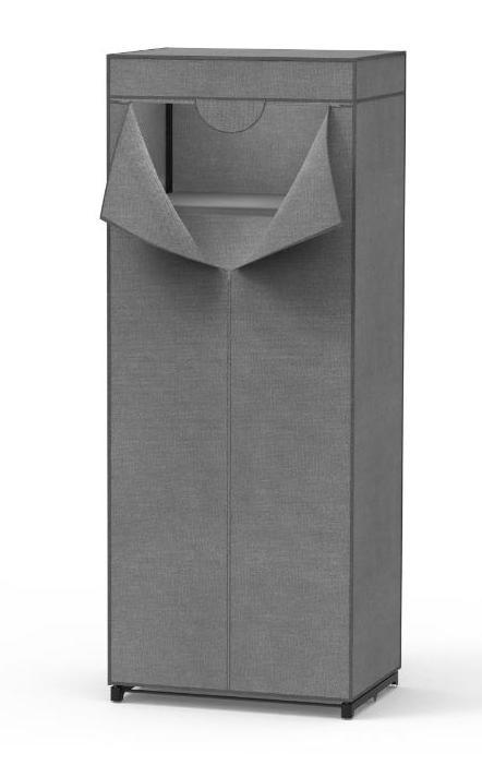 TIDDY WOVEN WARDROBE WITH SHELF 72X50X160CM - GREY