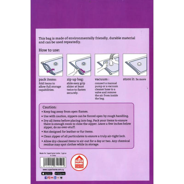 TIDDY TRANSPARENT VACUUM BAGS 2PCS 60X80CM