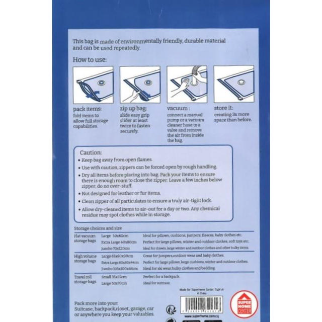 TIDDY TRANSPARENT VACUUM BAG 70X120CM