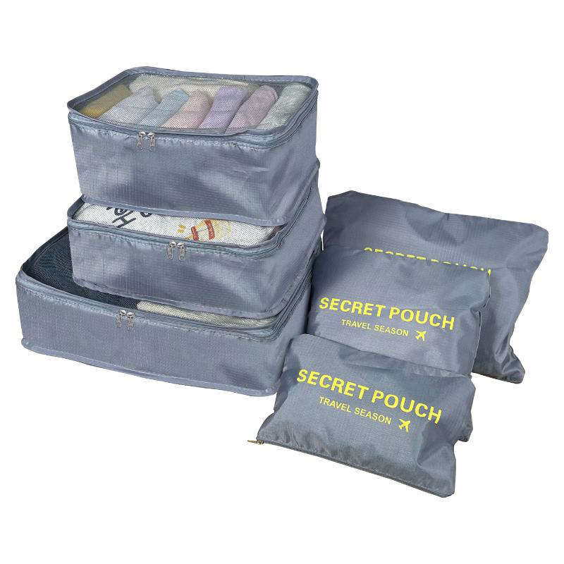 TRAVEL ORGANIZER BAGS 6PC GREY