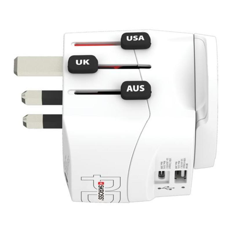 SKROSS TRAVEL ADAPTER PRO LIGHT USB A+C - WHITE