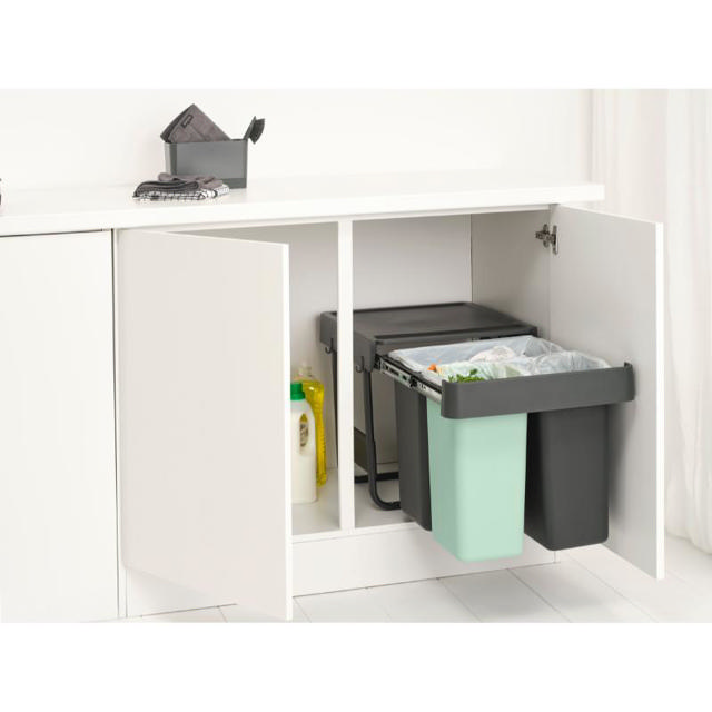 BRABANTIA  BUILT-IN BIN 10+10+20L - GREEN/GREY