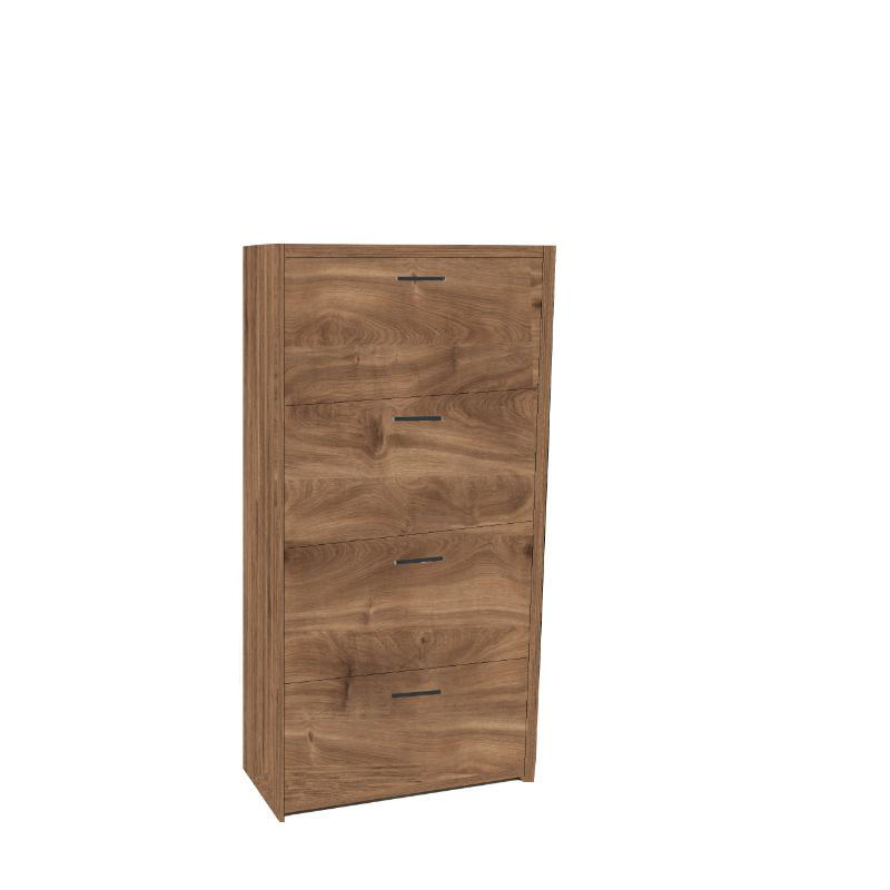 EKOWOOD SHOE CABINET 60X25X135CM - 4 DOORS - BRANDY OAK