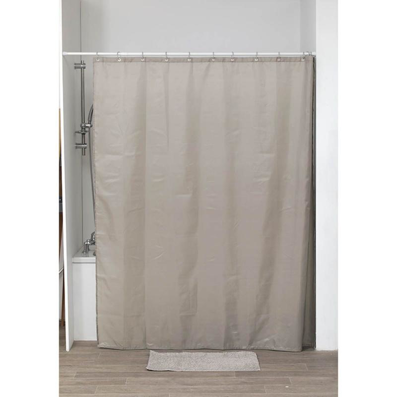 TENDANCE POLYESTER SHOWER CURTAIN WITH 12 HOOKS 180X200CM - GREY BROWN