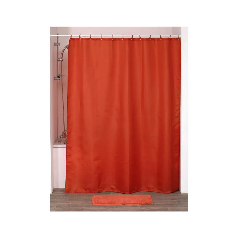 TENDANCE POLYESTER SHOWER CURTAIN WITH 12 HOOKS 180X200CM - ORANGE