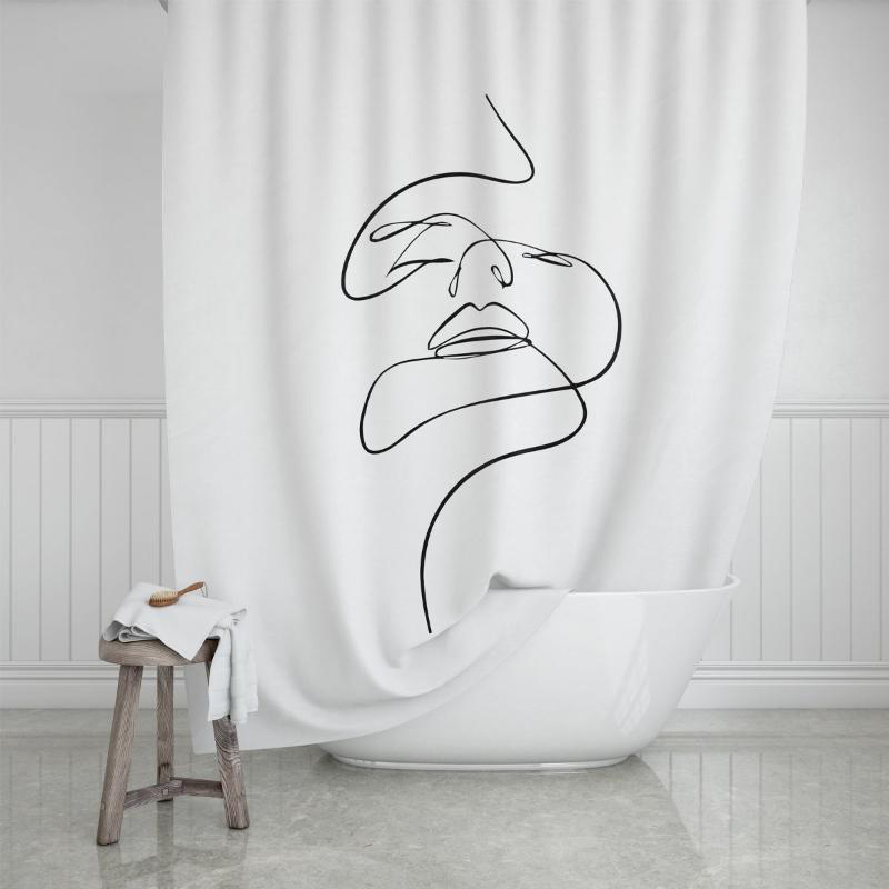 ESTIA LINE ART POLYESTER SHOWER CURTAIN 180X200CM - WHITE