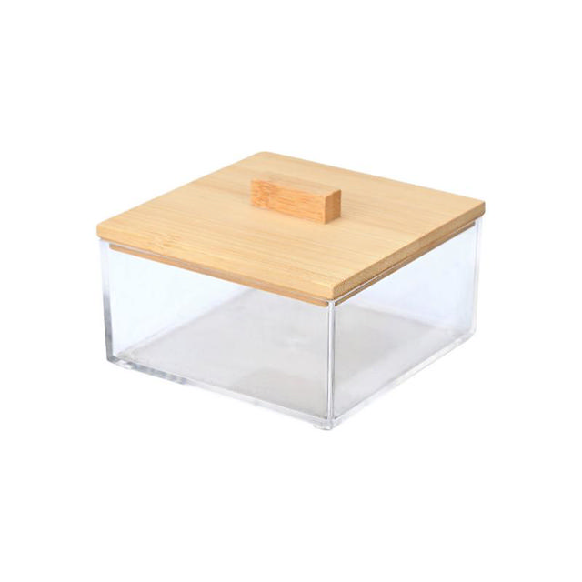 ESTIA ESSENTIALS BAMBOO COTTON BOX WITH LID 9X9CM