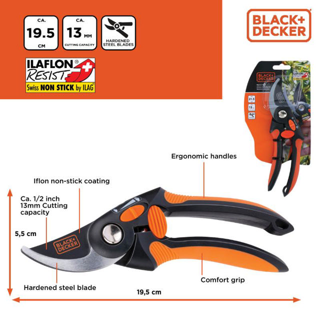 BLACK & DECKER BYPASS PRUNER 21.5X5.5X2.1CM