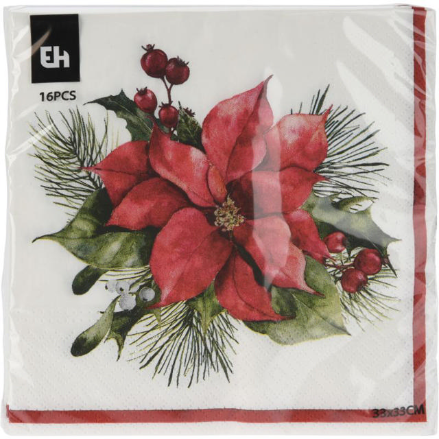 CHRISTMAS NAPKINS 33X33CM 16PCS - ASSORTED DESIGNS