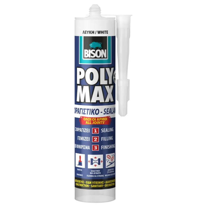 BISON SEALANT POLY MAX  280ML - ΑΣΠΡΟ