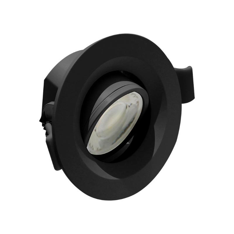 TECH LIGHT LED 7W ΥΠΟΧΩΜΕΝΟ ΣΗΜΕΙΟ ΦΩΣ ΣΤΡΟΓΓΥΛΟ ΜΑΥΡΟ 600LM 3CCT 60° IP20 Ø90xH48 CUTOUT:Ø70MM