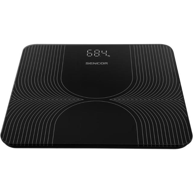 SENCOR SQUARE GLASS DIGITAL SCALE - BLACK