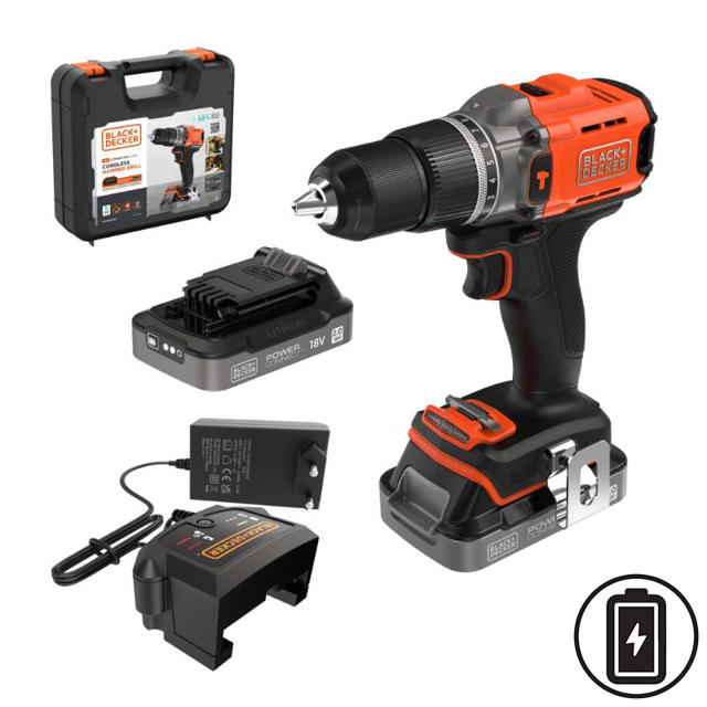 BLACK & DECKER 18V 2 BATTERY HAMMER DRILL