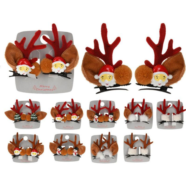 REINDEER HAIR CLIP - ASSORTED DESIGNS