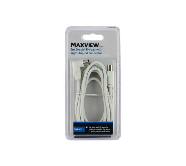 MAXVIEW MXR0061 COAXIAL FLYLEAD WITH ANGLED CONNECTOR 2M