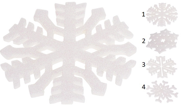 XMAS SNOWFLAKE HANG DECO 20CM 4 ASSORTED DESIGNS