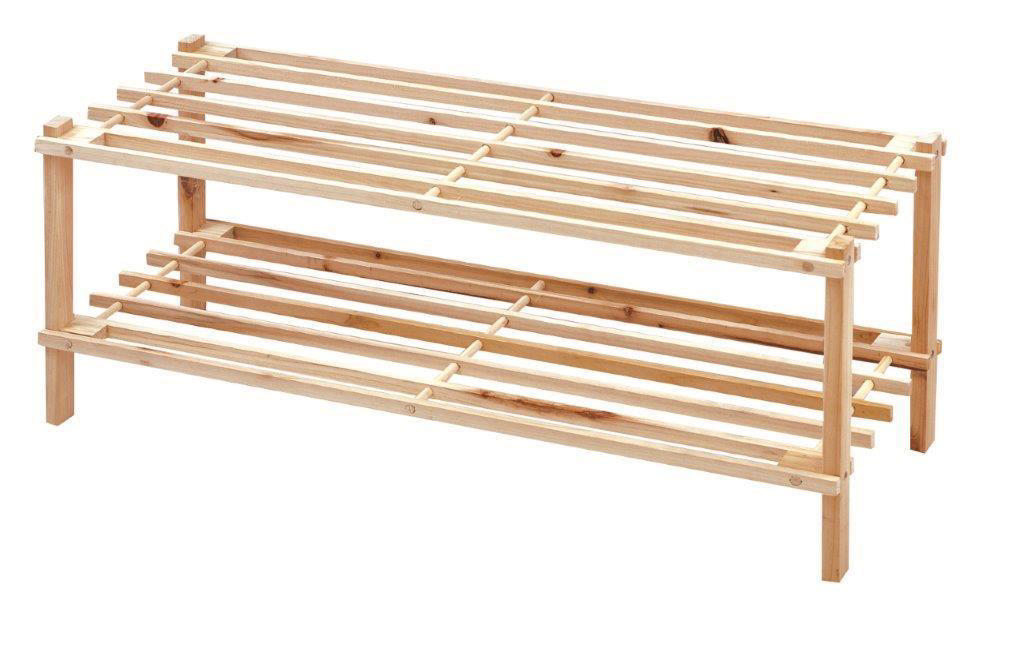 SUPERLIVING SHOE RACK 2 TIER WOOD NATURAL 74X26X29.5CM