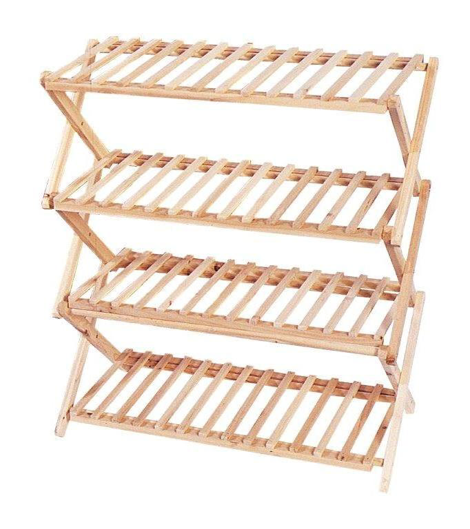 SUPERLIVING SHOE RACK 4 TIER WOOD NAT 66.5X26.5X70.5CM