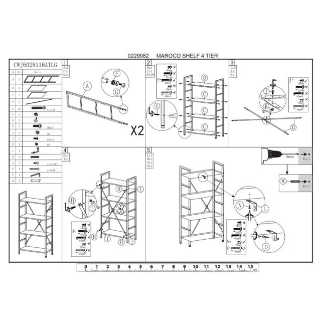 SUPERLIVING MAROCO SHELVES 4TIER 60X28X148CM