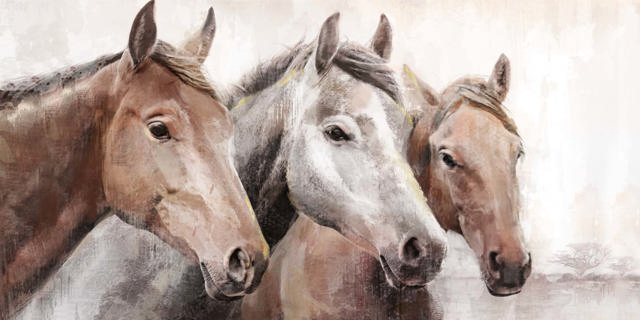 HORSES PAINTING 140X70CM