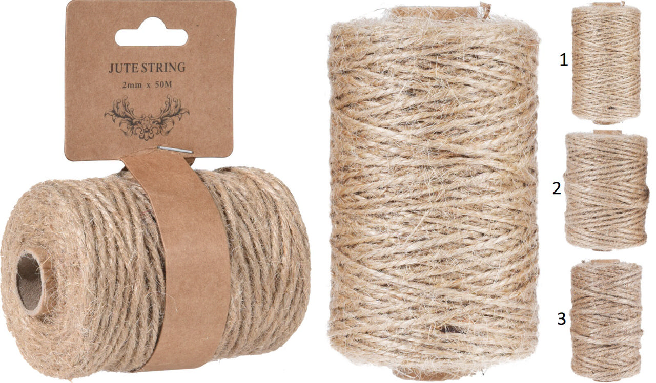 STRING JUTE 3 ASSORTED SIZES NATURAL