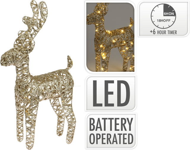 REINDEER 37CM 40 LED GOLD