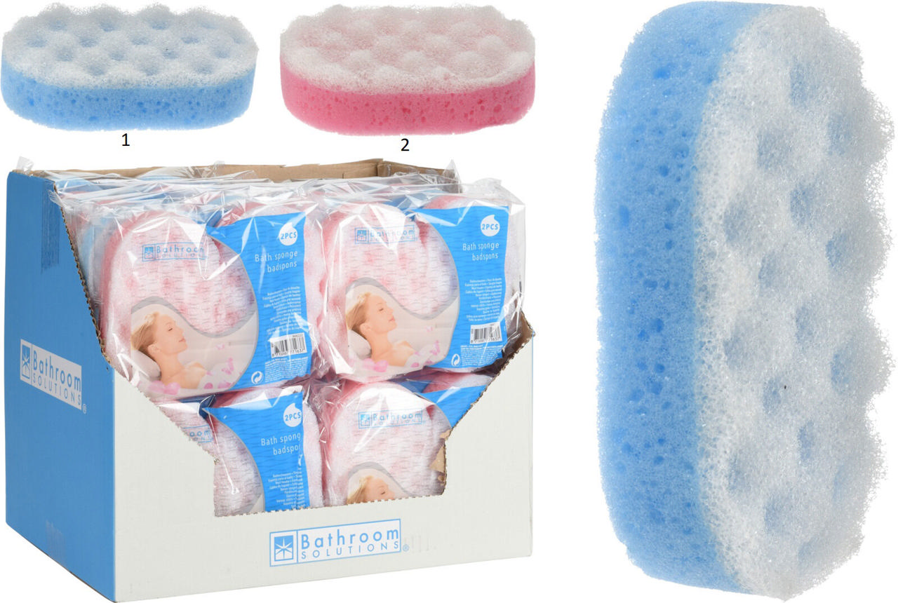 BATH SPONGE SET 2PCS 2 ASSORTED COLORS