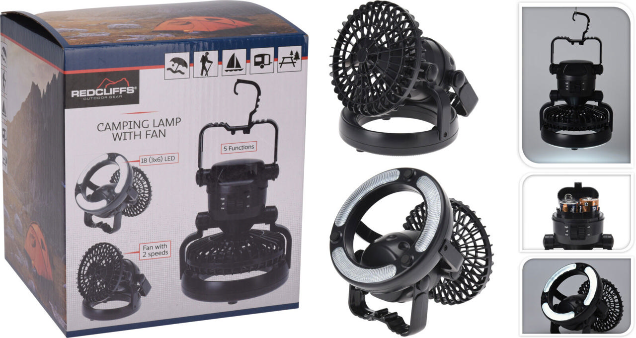 CAMPING LIGHT FAN 18 LED BLACK