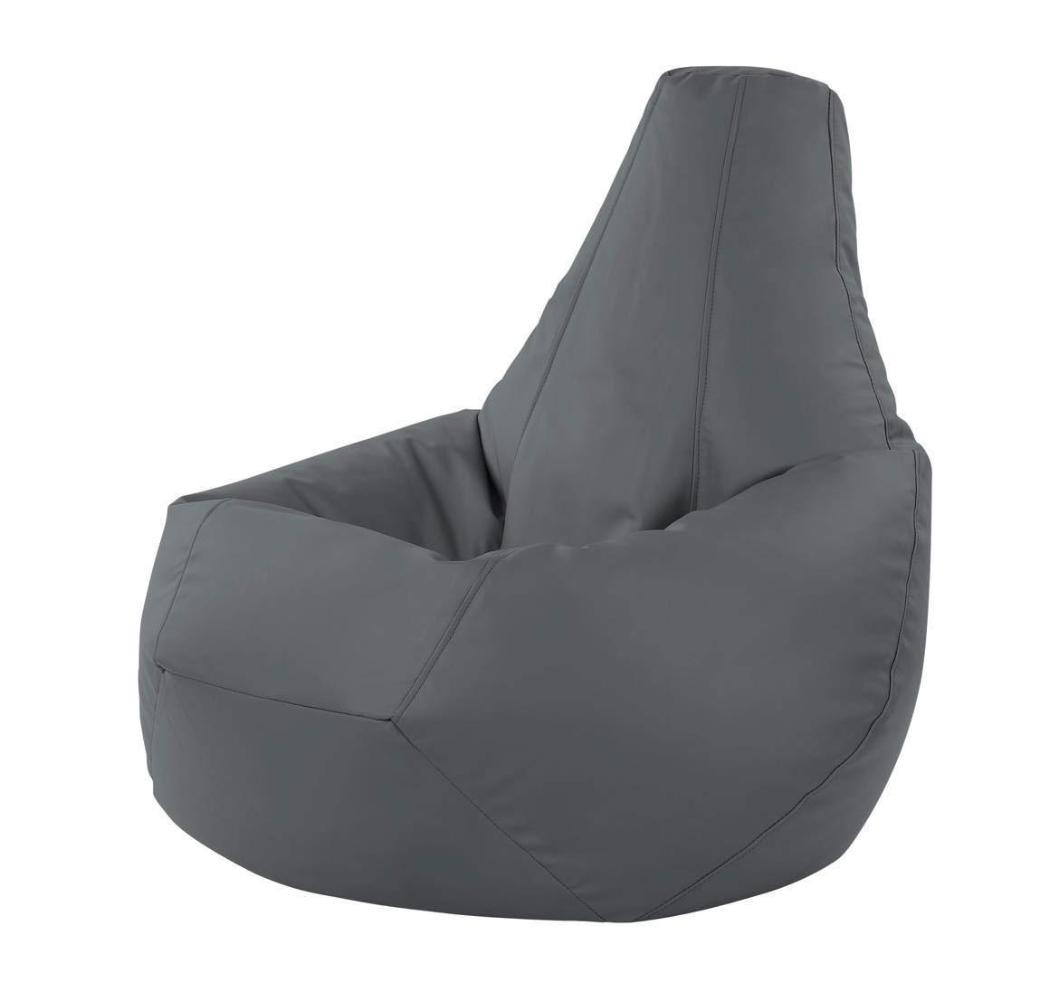 LEATHERETTE POUF - DARK GREY