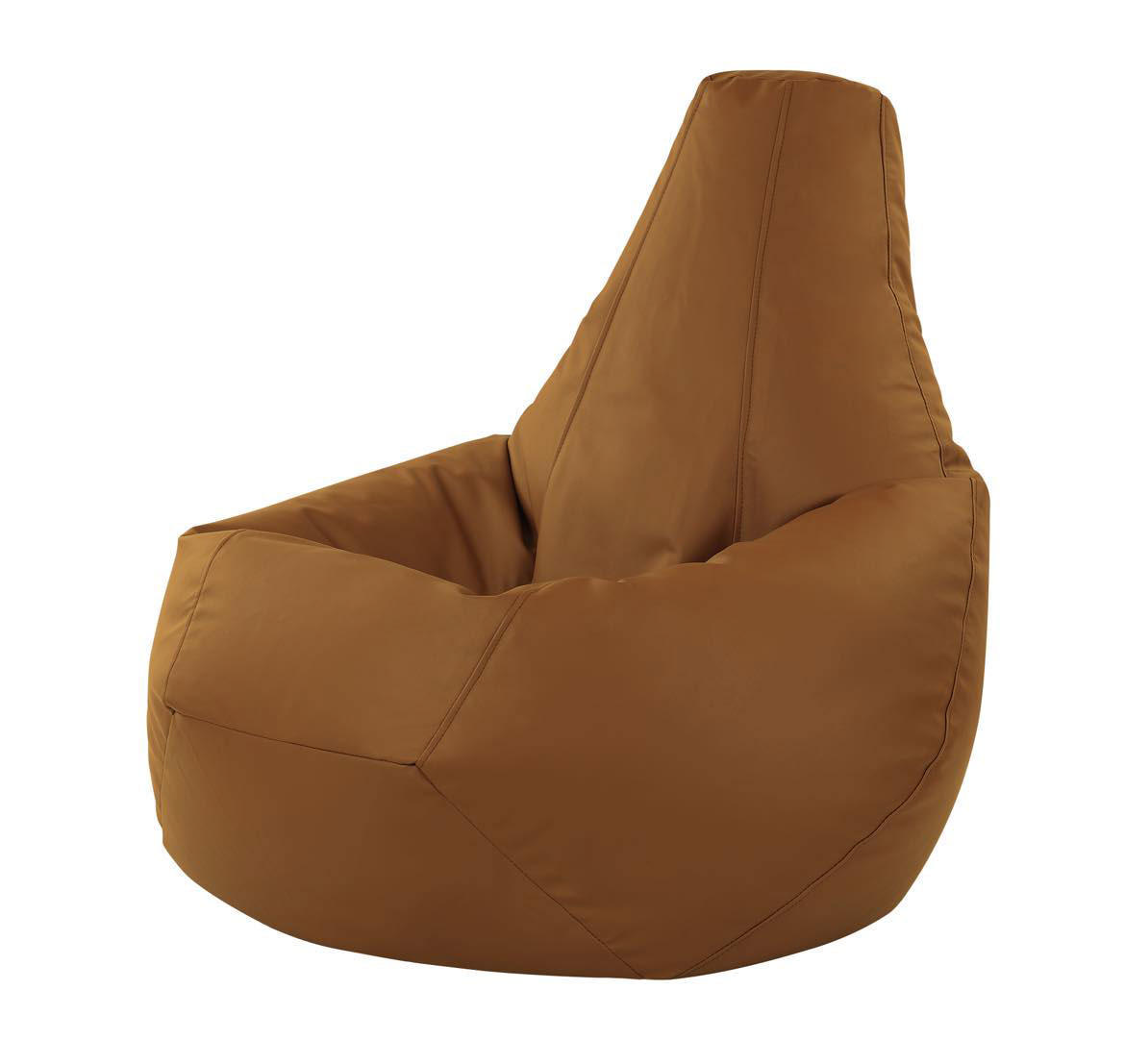 LEATHERETTE POUF - BROWN