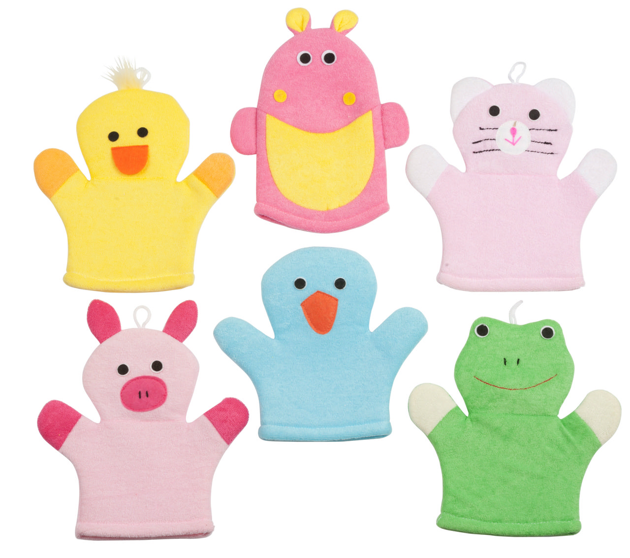 BATH GLOVE ANIMAL 6 ASSORTED COLORS