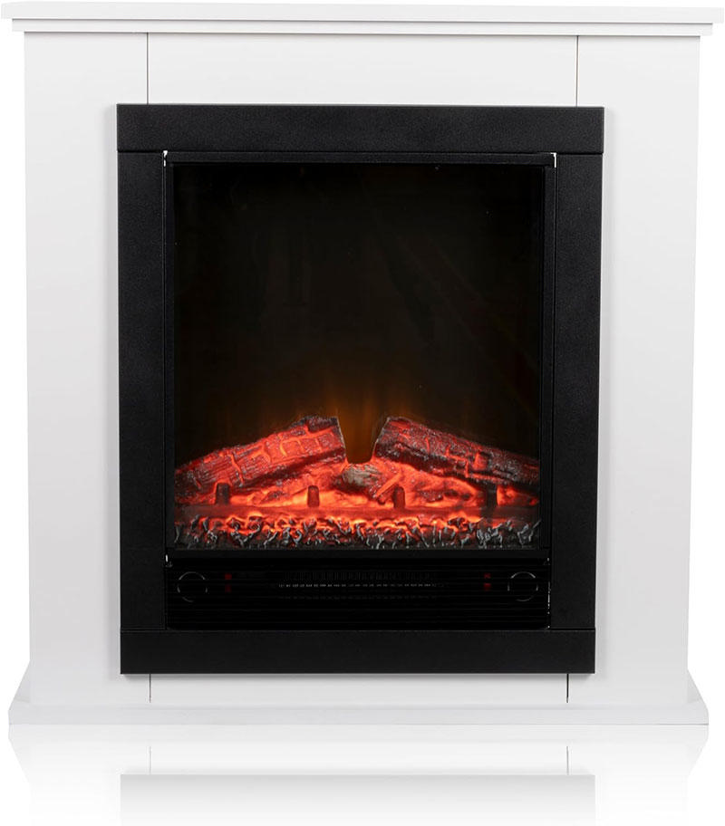 CLASSIC FIRE ALPINA GENEVA ELECTRIC LED FIREPLACE WITH HEATER & MANTELPIECE