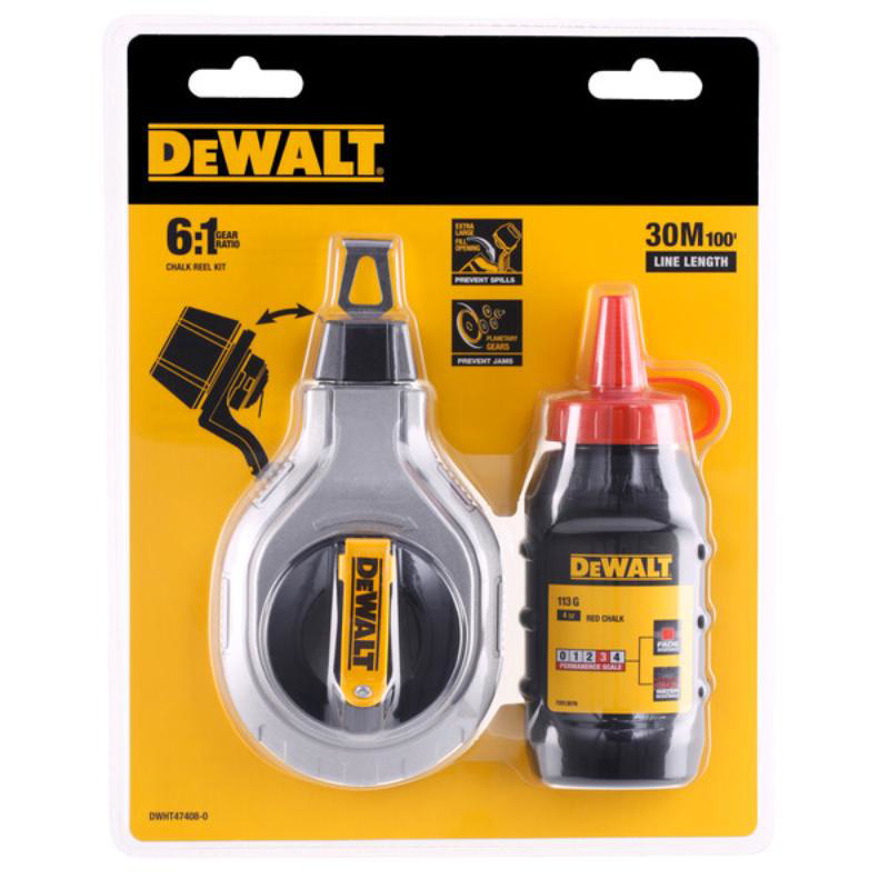 DEWALT 6 TO 1 CHALK REEL WITH RED CHALK