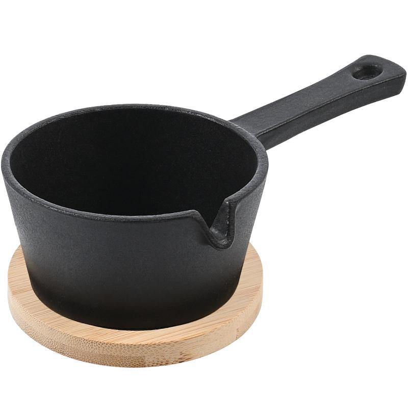 SERVING CAST IRON PAN WΙΤΗ ΒΑΜΒΟΟ BASE 9.5CM