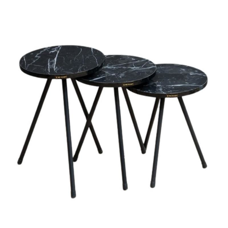 UBA SIDE TABLE 3PCS - BLACK MARBLE