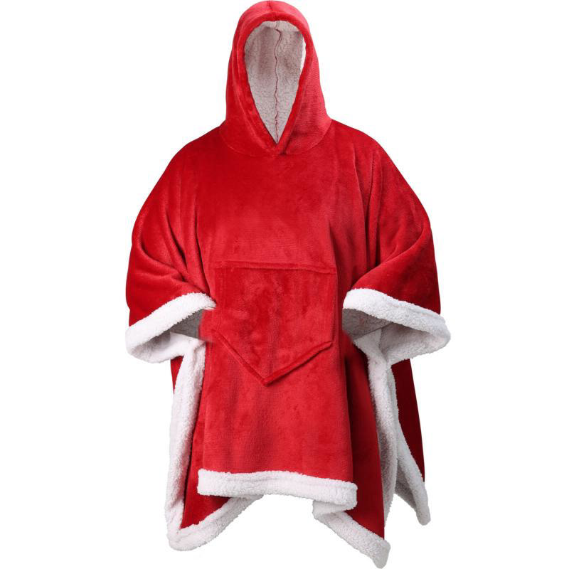 CHRISTMAS PONCHO FOR ADULTS - RED