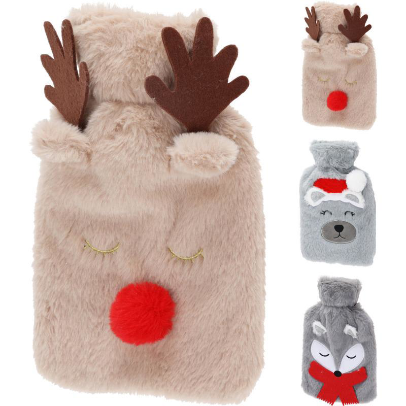 CHRISTMAS HOT WATER BOTTLE 26CM - ASSORTED DESIGNS