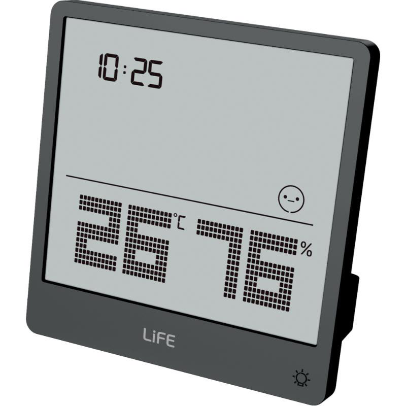 LIFE SIMPLE DIGITAL THERMOMETER AND HYGROMETER - BLACK