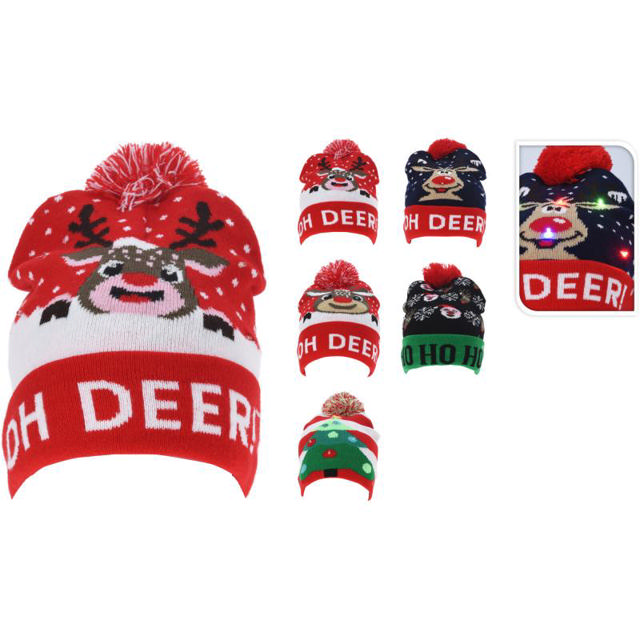 KNITTED HAT WITH LED - ASSORTED DESIGNS