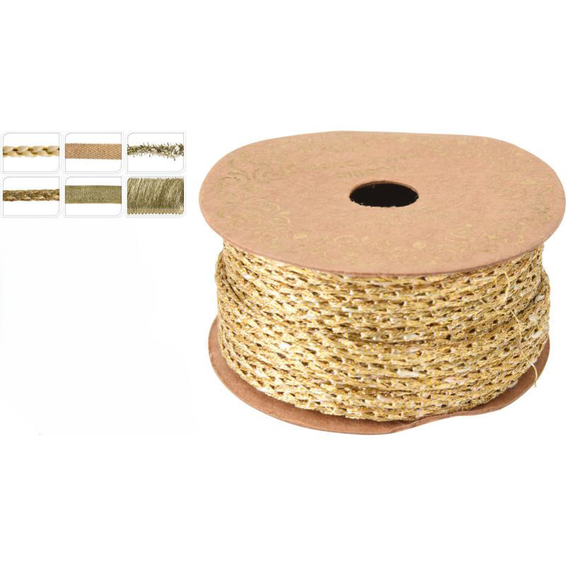 RIBBON 35MMX3M CHAMPAGNE GOLD - ASSORTED DESIGNS