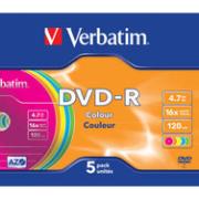 VERBATIM DVD+R COLOUR 5PCS