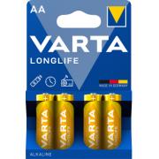 VARTA LONGLIFE ALKALINE BATTERIES AA, MIGNON LR6, 1,5V, 4-PACK