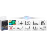 XMAS SILVERWIRE 80 LED MULTICOLOR BATTERY OPERATED