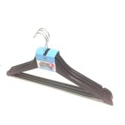 WOODEN HANGERS 3PCS WITH PVC BROWN